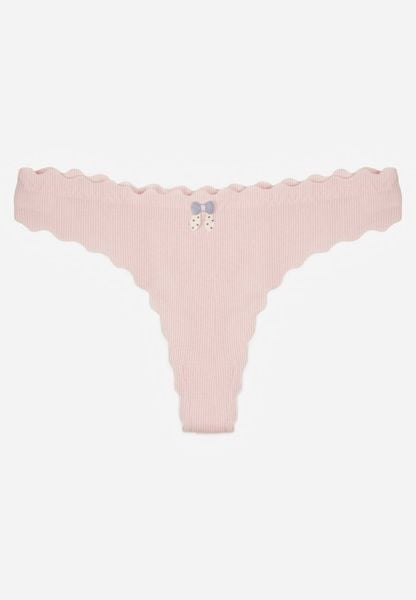 Jasnoróżowe Prążkowane Majtki Stringi z Bawełny Ilweda. Czerwone stringi Renee, bez wzorów, z bawełny. Za 4.99 zł.