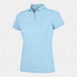 Koszulka polo do tenisa damska Joma Hobby. Niebieskie bluzki Joma, xl, bez wzorów, sportowe, bez kołnierzyka, bez ramiączek. W wyprzedaży za 108.80 zł.