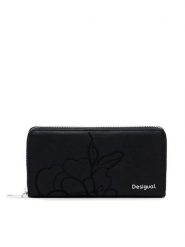 Desigual Duży Portfel Damski Keller Fiona 24WAYP06 Czarny. Czarne portfele Desigual, bez wzorów, ze skóry. Za 209.99 zł.
