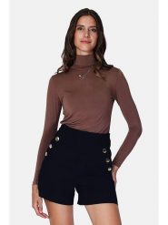 ASSUILI Koszulka w kolorze jasnobrązowym rozmiar: 36. Brązowe bluzki Assuili, bez wzorów, z bawełny, klasyczne, bez kołnierzyka, bez ramiączek. Za 82.83 zł.