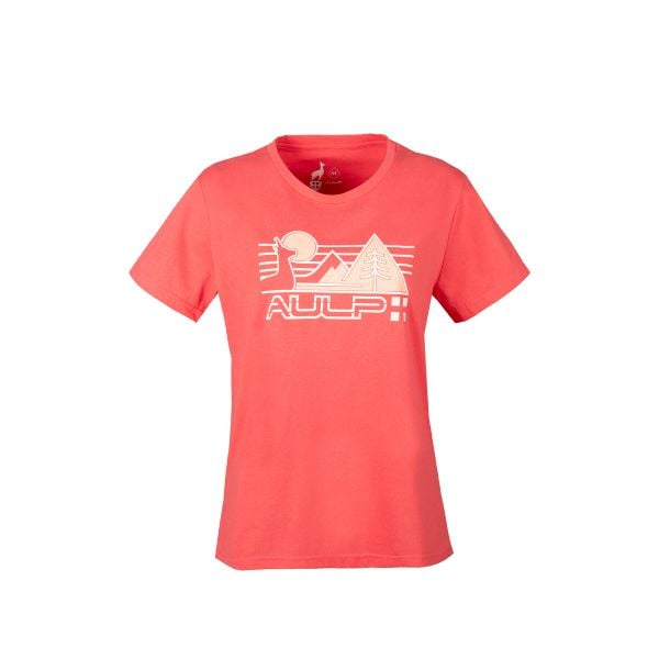 T-shirt damski AULP BINTA luźny turystyczny z recyklingu. Czerwone koszulki sportowe Aulp, bez wzorów, z materiału, bez ramiączek. W wyprzedaży za 79.99 zł.