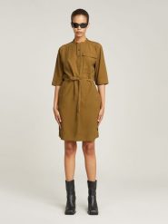 G-Star Sukienka w kolorze khaki rozmiar: M. Brązowe sukienki G-Star, na imprezę, m, bez wzorów, z tkaniny, klasyczne, bez kołnierzyka, bez ramiączek, mini. Za 258.45 zł.