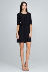 Czarna Elegancka Krótka Sukienka z Falbankami. Czarne sukienki Figl, l, bez wzorów, z elastanu, eleganckie, bez kołnierzyka, bez ramiączek, mini. Za 269.00 zł.