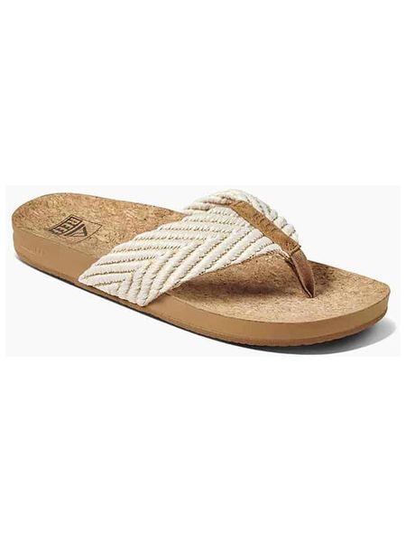 Reef Japonki "Cushion Strand" w kolorze beżowym rozmiar: 37,5. Brązowe klapki Reef, bez wzorów, z tkaniny, z otwartym noskiem, bez obcasa. Za 149.95 zł.