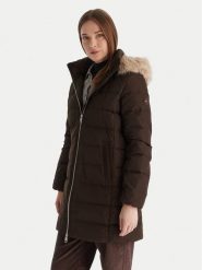 Tommy Hilfiger Płaszcz zimowy WW0WW47540 Brązowy Slim Fit. Brązowe płaszcze TOMMY HILFIGER, na zimę, xxs, bez wzorów, z syntetyku, bez kaptura. Za 1,499.00 zł.