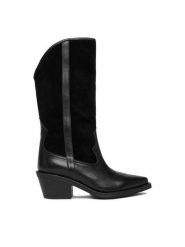 Badura Kozaki EO-BAYLOR-07101 Czarny. Czarne kozaki Badura, ze skóry, bez obcasa, na słupku, bez zapięcia. Za 529.99 zł.