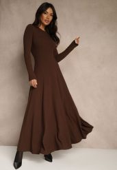 Brązowa Rozkloszowana Sukienka z Bawełny Tusmala. Brązowe sukienki Renee, na co dzień, l, bez wzorów, z bawełny, eleganckie, bez kołnierzyka, bez ramiączek, maxi, proste. Za 159.99 zł.