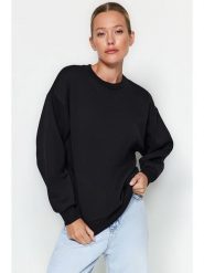 Trendyol Bluza w kolorze czarnym rozmiar: XL. Czarne bluzy Trendyol, xl, bez wzorów, z bawełny, bez kaptura. Za 65.54 zł.
