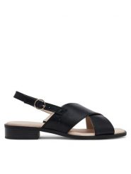 Caprice Sandały 9-28203-44 Czarny. Czarne sandały Caprice, bez wzorów, ze skóry, bez obcasa, na płaskiej podeszwie, bez zapięcia. Za 250.99 zł.