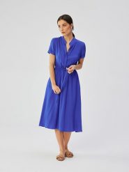 Stylove Sukienka w kolorze niebieskim rozmiar: S. Niebieskie sukienki Stylove, s, bez wzorów, z wiskozy, bez kołnierzyka, bez ramiączek, midi. Za 343.45 zł.