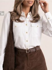 Wiskozowa koszula regular fit z kieszeniami - biały. Białe koszule Sinsay, l, bez wzorów, z wiskozy, bez kołnierzyka, bez ramiączek. Za 39.99 zł.