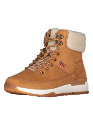 Geographical Norway Botki "Omount" w kolorze jasnobrązowym rozmiar: 38. Brązowe botki Geographical Norway, bez wzorów, bez obcasa, bez zapięcia. Za 188.45 zł.