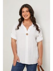 Curvy Lady Bluzka w kolorze białym rozmiar: 44/46. Białe bluzki Curvy Lady, bez wzorów, klasyczne, bez kołnierzyka, bez ramiączek. Za 128.25 zł.