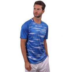 Koszulka Givova Pixel. Niebieskie bluzki Givova, bez wzorów, sportowe, bez kołnierzyka, bez ramiączek. Za 69.01 zł.