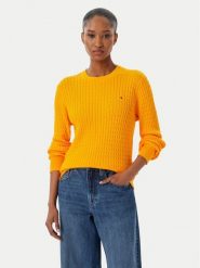 Tommy Hilfiger Sweter Fine WW0WW44993 Pomarańczowy Regular Fit. Brązowe swetry TOMMY HILFIGER, s, bez wzorów, z bawełny, bez ramiączek. Za 529.99 zł.