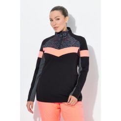 Damskie Koszulka funkcyjna dopasowana półgolf długi rękaw z recyklingu. Czarne koszulki sportowe Ulla Popken, bez wzorów, z elastanu, bez ramiączek, na golfa. Za 279.99 zł.