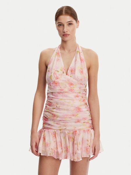 Bardot Sukienka koktajlowa 59705DB2 Różowy Regular Fit. Czerwone sukienki Bardot, bez wzorów, z syntetyku, wizytowe, bez kołnierzyka, bez ramiączek. Za 369.99 zł.