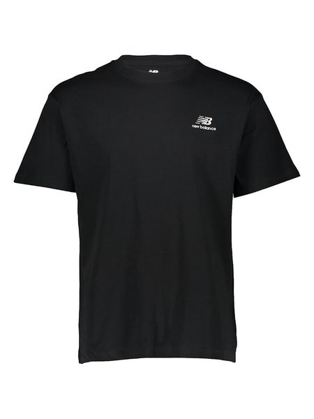 New Balance Koszulka "Uni-ssentials" w kolorze czarnym rozmiar: M-L. Czarne bluzki New Balance, l, bez wzorów, bez kołnierzyka, bez ramiączek. Za 87.19 zł.
