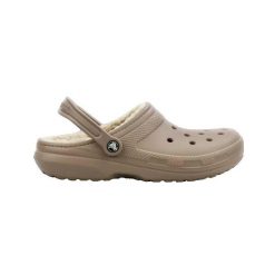 Klapki Crocs Classic Lined Clog Dorośli. Brązowe klapki Crocs, bez wzorów, z syntetyku, bez obcasa. Za 264.50 zł.