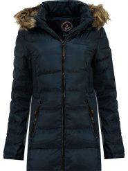Canadian Peak Płaszcz zimowy "Anieseak" w kolorze granatowym rozmiar: XL. Niebieskie płaszcze Canadian Peak, na zimę, xl, z aplikacjami, z puchu, bez kaptura. Za 308.18 zł.