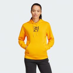 Bluza z kapturem Real Madrid Doubleknit. Brązowe bluzy Adidas, l, bez wzorów, z materiału, z kapturem. W wyprzedaży za 268.65 zł.