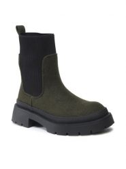 Jenny Fairy Sztyblety H13096-20 Khaki. Brązowe botki Jenny Fairy, bez wzorów, bez obcasa, na płaskiej podeszwie, bez zapięcia. Za 99.99 zł.