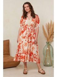 Curvy Lady Sukienka w kolorze pomarańczowo-kremowym rozmiar: 40/42. Brązowe sukienki Curvy Lady, bez wzorów, z wiskozy, klasyczne, bez kołnierzyka, bez ramiączek, maxi. Za 210.81 zł.