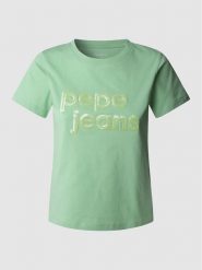 Pepe Jeans Koszulka "Aria" w kolorze zielonym rozmiar: M. Zielone bluzki Pepe Jeans, m, bez wzorów, z bawełny, bez kołnierzyka, bez ramiączek. Za 83.62 zł.