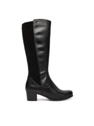 Caprice Kozaki 9-25500-45 Czarny. Czarne kozaki Caprice, ze skóry, bez obcasa, na słupku, bez zapięcia. Za 699.99 zł.