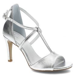 Srebrne Sandały Maciejka Eleganckie Skórzane Buty. Szare sandały Maciejka, bez wzorów, ze skóry, eleganckie, bez obcasa, na obcasie, bez zapięcia. Za 269.00 zł.