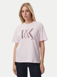 KARL LAGERFELD T-Shirt B4W17003 Różowy jasny Regular Fit. Czerwone t-shirty KARL LAGERFELD, xs, bez wzorów, z bawełny, bez kołnierzyka, bez ramiączek. Za 219.99 zł.