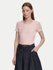 Guess T-Shirt W6YI56 K5028 Różowy jasny Slim Fit. Czerwone t-shirty Guess, xs, z aplikacjami, z bawełny, bez kołnierzyka, bez ramiączek. Za 194.99 zł.