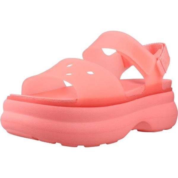 Sandały CROCS 212651C Rose. Czerwone sandały Crocs, bez wzorów, z gumy, bez obcasa, bez zapięcia. Za 229.99 zł.