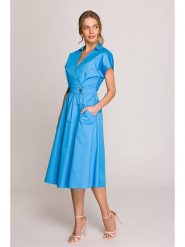 Stylove Sukienka w kolorze niebieskim rozmiar: XL. Niebieskie sukienki Stylove, xl, bez wzorów, z bawełny, bez kołnierzyka, bez ramiączek, midi. Za 268.55 zł.