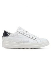 Geox Skórzane sneakersy "Pontoise" w kolorze srebrno-białym rozmiar: 37. Białe trampki Geox, bez wzorów, z gumy, bez zapięcia. Za 218.95 zł.