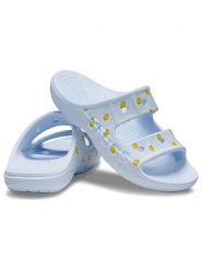 Crocs Klapki "Baya" w kolorze błękitno-żółto-białym rozmiar: 41/42. Niebieskie klapki Crocs, bez wzorów, z otwartym noskiem, bez obcasa. Za 140.86 zł.