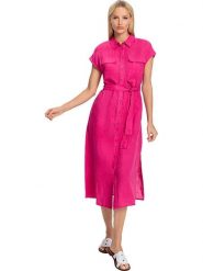 Heine Lniana sukienka w kolorze różowym rozmiar: 44. Różowe sukienki Heine, bez wzorów, z tkaniny, bez kołnierzyka, bez ramiączek, midi. Za 86.99 zł.