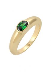Elli Damski pierścionek z pasjansem, zielony, owalny z cyrkoniami w pozłacanym srebrze próby 925 Sterling Silver Pierścionki 1 ct. Szare pierścionki Elli, z cyrkonią, pozłacane. Za 418.99 zł.