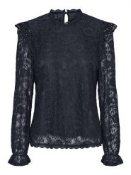 Pieces Bluzka "Colline" w kolorze granatowym rozmiar: XS. Niebieskie bluzki Pieces, xs, bez wzorów, z koronki, bez kołnierzyka, bez ramiączek. Za 43.99 zł.
