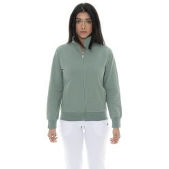 Bluza z bawełna z zamek błyskawiczny na co dzień. Zielone bluzy LEONE 1947 APPAREL, bez wzorów, z bawełny, bez kaptura. W wyprzedaży za 134.57 zł.