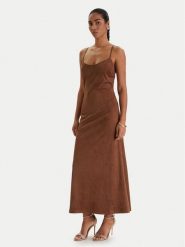 Bardot Sukienka z imitacji skóry Nadira 59194DB3 Brązowy Slim Fit. Brązowe sukienki Bardot, bez wzorów, ze skóry, bez kołnierzyka, bez ramiączek. Za 559.99 zł.