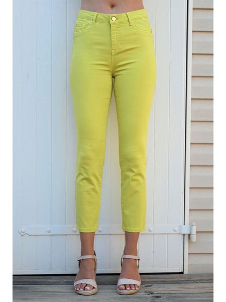 Bleu d'Azur Dżinsy "Paula" w kolorze jasnozielonym rozmiar: 48. Zielone jeansy Bleu d'Azur, z aplikacjami, z standardowym stanem. Za 148.61 zł.