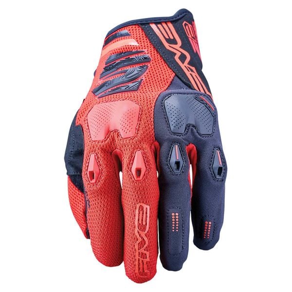 Rękawiczki ENDURO 2 - CZARNO-CZERWONE - XS/7. Czarne rękawiczki FIVE GLOVES, bez wzorów, sportowe. Za 221.00 zł.