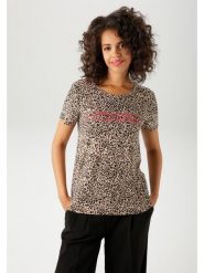 Aniston Koszulka w kolorze beżowo-czarnym rozmiar: 44. Brązowe bluzki Aniston, bez wzorów, bez kołnierzyka, bez ramiączek. Za 34.93 zł.