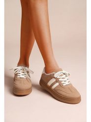Foreverfolie Sneakersy w kolorze jasnobrązowo-białym rozmiar: 38. Białe trampki Foreverfolie, bez wzorów, bez zapięcia. Za 92.42 zł.