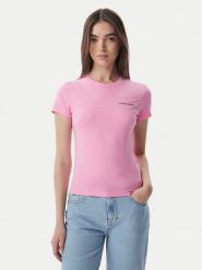 Tommy Jeans T-Shirt Ess Logo DW0DW23479 Różowy jasny Slim Fit. Czerwone t-shirty Tommy Jeans, xs, bez wzorów, z jeansu, bez kołnierzyka, bez ramiączek. Za 129.99 zł.