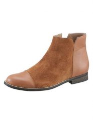 Heine Skórzane botki w kolorze jasnobrązowym rozmiar: 41. Brązowe botki Heine, bez wzorów, bez obcasa, bez zapięcia. Za 117.17 zł.