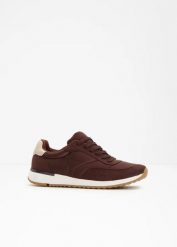 Sneakersy. Brązowe obuwie sportowe bonprix, z satyny, bez zapięcia. Za 129.99 zł.