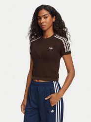Adidas T-Shirt Knitted Crochet Cali KC6480 Brązowy Slim Fit. Brązowe t-shirty Adidas, s, bez wzorów, z syntetyku, bez kołnierzyka, bez ramiączek. Za 152.99 zł.
