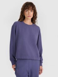 4F Bluza dresowa nierozpinana z modalem damska - granatowa L. Niebieskie bluzy 4f, l, bez wzorów, z dresówki, bez kaptura. Za 179.99 zł.